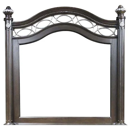 Traditional Mirror with Arched Frame and Metal Work Accents