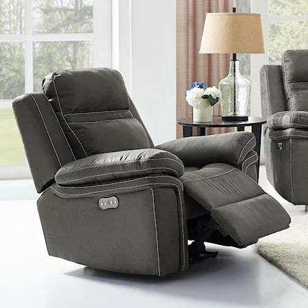 Casual Power Recliner with Power Tilt Headrest and USB Charging Port