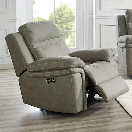 Casual Power Recliner with Power Tilt Headrest and USB Charging Port