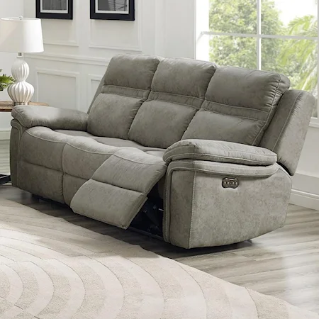 Casual Power Reclining Sofa with Power Tilt Headrests and USB Charging Ports