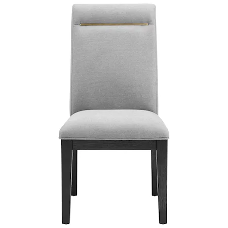 Contemporary Upholstered Side Chair with Gray Performance Fabric