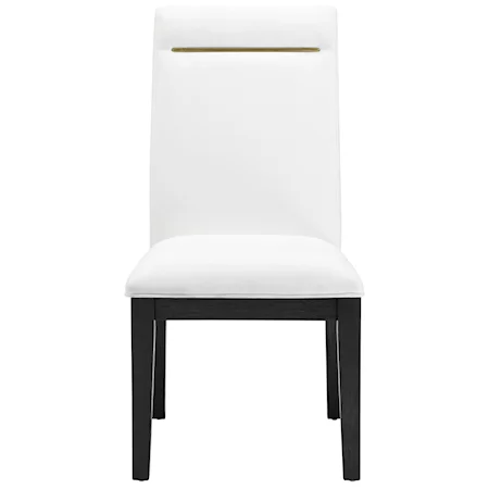 Contemporary Upholstered Side Chair with White Performance Fabric