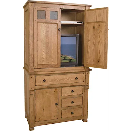 Rustic Oak TV Armoire