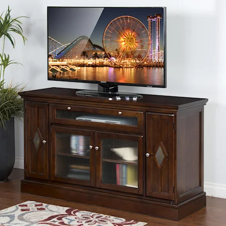 Counter Height TV Console with 3-Option Panel Drop Front Door