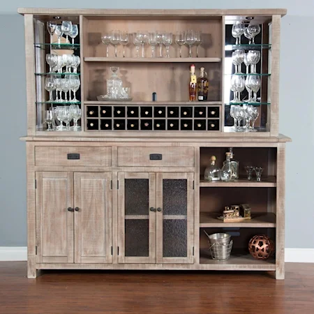 Transitional Buffet and Hutch with Wine Rack