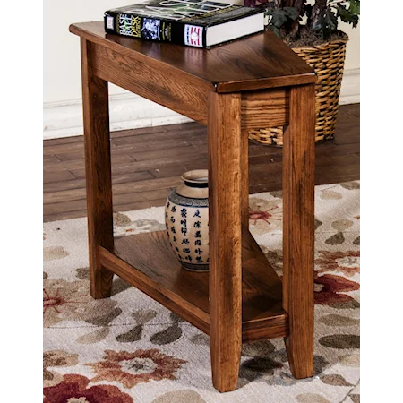 Rustic Oak Wedge Chair Side Table