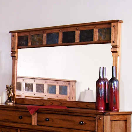 Rustic Mirror with Genuine Slate