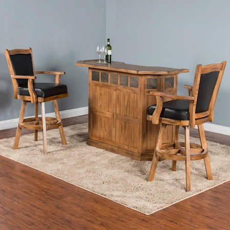 3-Piece Bar Set with Upholstered Swivel Stools