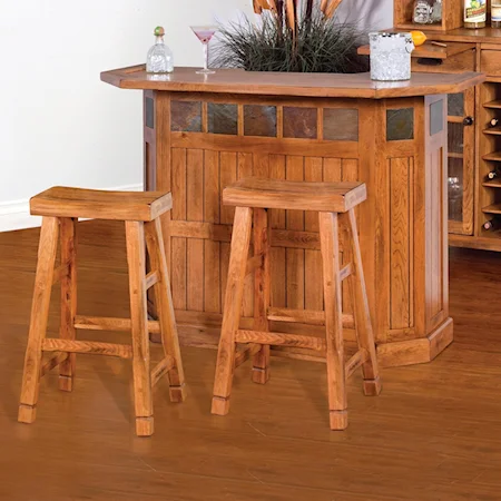 3-Piece Bar Set with Backless Stools