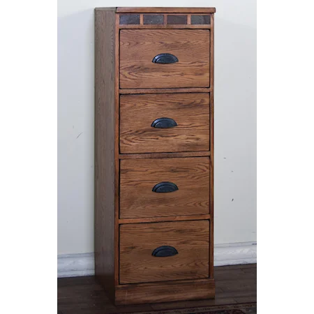 4-Drawer File Cabinet with Natural Slate