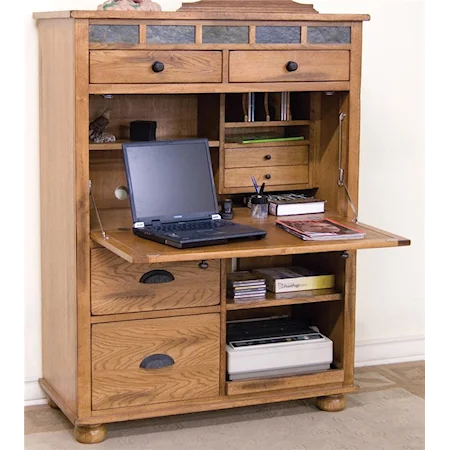 Laptop Armoire with Slate Accents