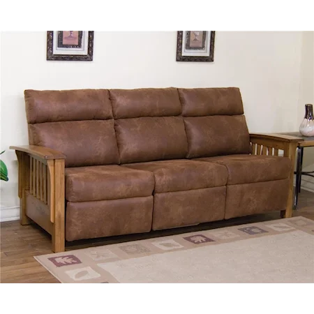 Exposed Solid Oak Sofa w/ 2 Reclining Ends