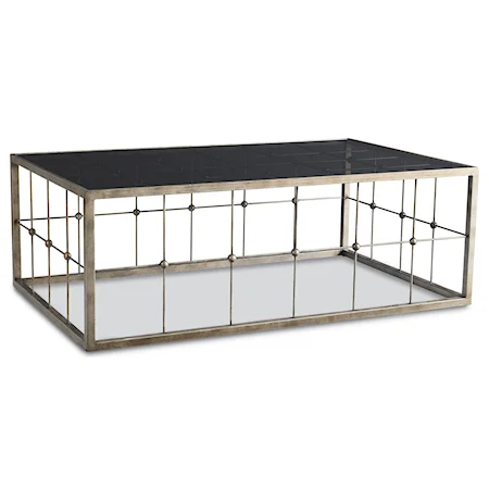 Rectangular Cocktail Table with Inset Glass Top