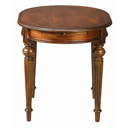 Oval End Table with Pullout Shelf