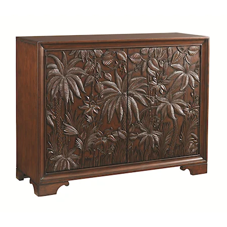 Balboa Tropical Carved Door Chest with 11 Shelves