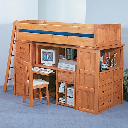 Twin Roundup Modular Loft Bed with Desk, Chest and Dresser Units