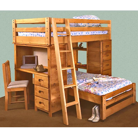 Twin/Twin Bronco Loft Bed with Built-in Desk