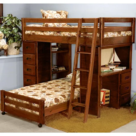 Twin/Twin Bronco Loft Bed with Built-in Desk