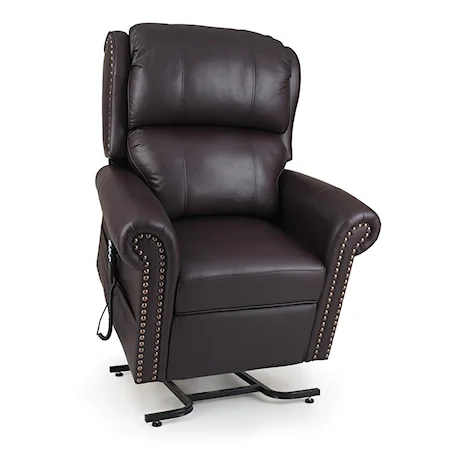 Traditional Style Medium Size Lift Chair with Rolled Arms and Nailhead Trim
