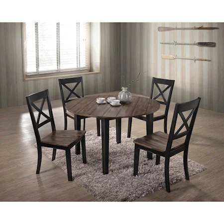 Relaxed Vintage 5 Piece Table and Chair Set