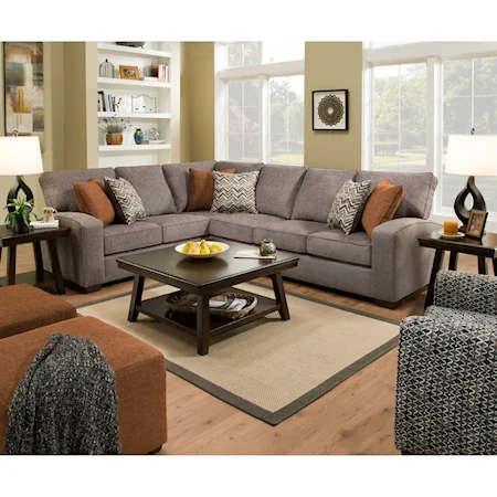 Transitional L-Shaped Sectional with Track Arms