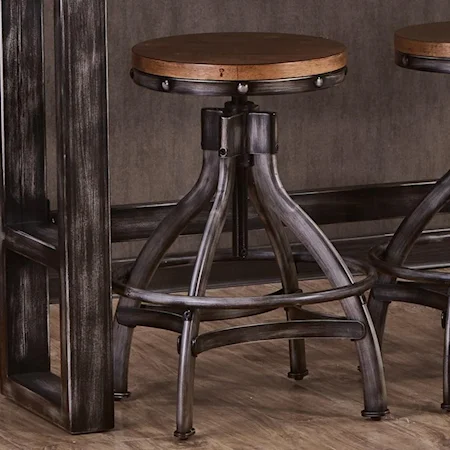 Industrial Bar Stool with Adjustable Height