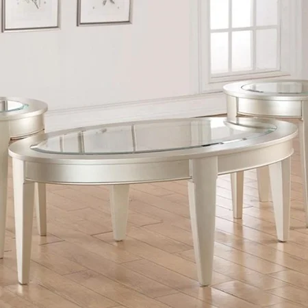 Oval Cocktail Table with Glass Top