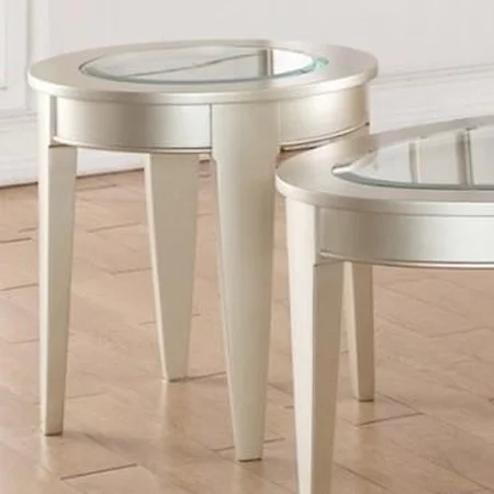 Round End Table with Glass Top