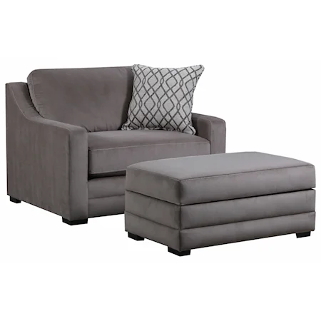 Casual Contemporary Chair Chair and a Half with Ottoman