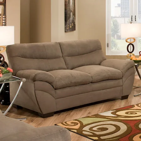 Casual Contemporary Loveseat with Angled Pillow Arms