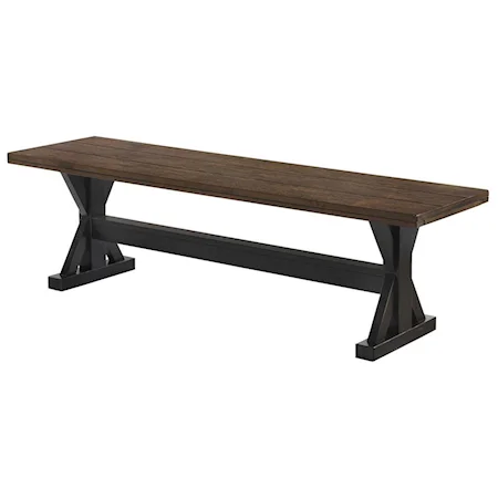 Rustic Dining Bench with Plank Seat