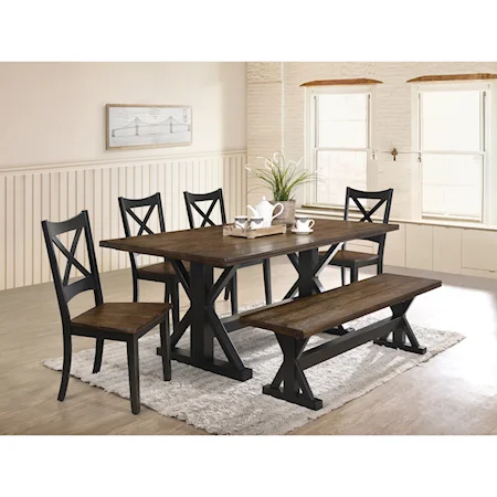 Rustic 6-Piece Table, Chair and Bench Set