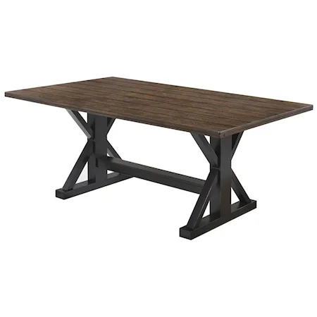 Rustic Dining Table with Plank Top