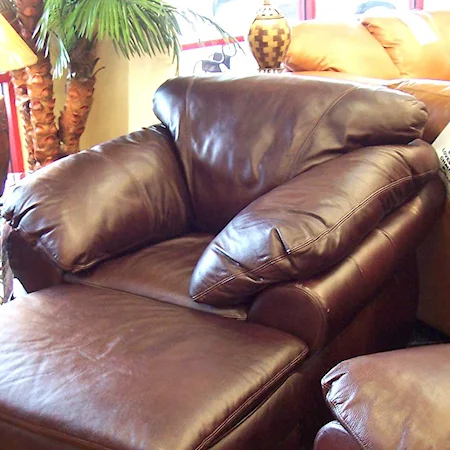 Leather Upholstered Chair with Pillow Arms