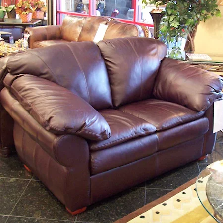 Leather Loveseat with Pillow Arms