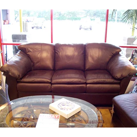 Leather Sofa with Pillow Arms