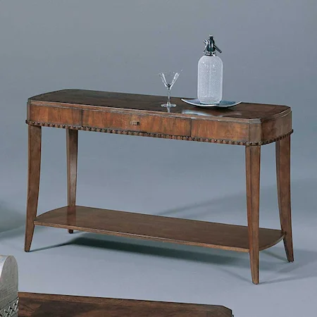 One Drawer Wood Top Console Table with One Lower Shelf