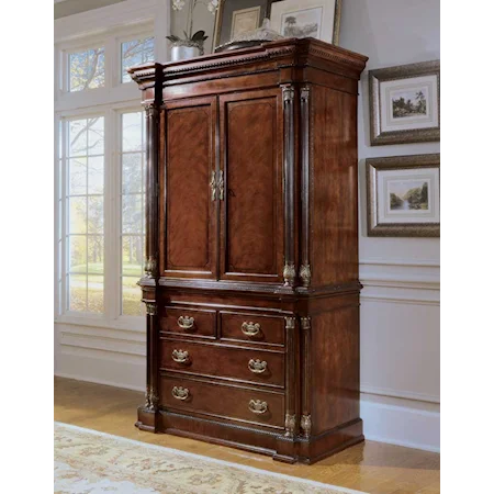 Armoire With Two Doors and Four Drawers of Storage