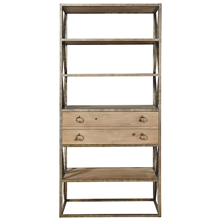 Etagere with Four Metal Framed Wood Shelves