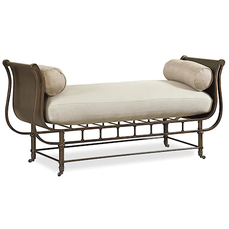 Bed End Bench with Upholstered Seat and 2 Pillows