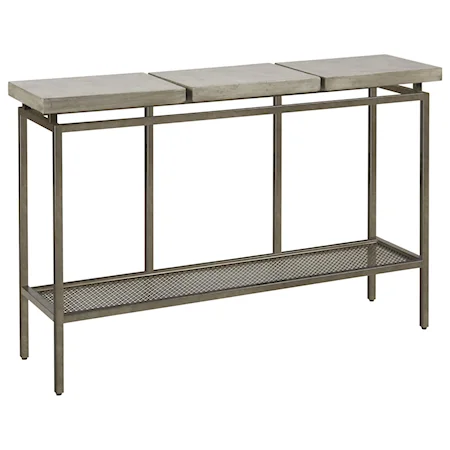 Garrison Metal Console Table with Faux Concrete Top