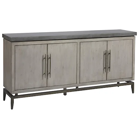 Sebastian Four Door TV Console with Faux Concrete Top