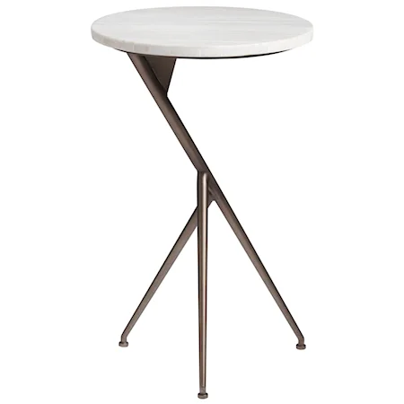 Contemporary Oslo Round End Table with Stone Top