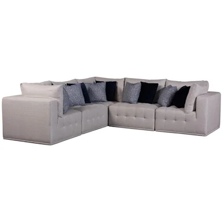 Contemporary 5-Piece Sectional with Button Tufting