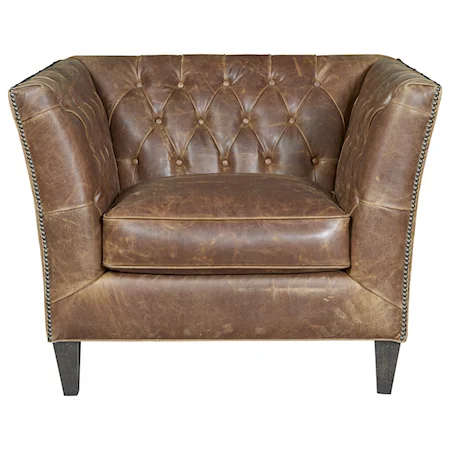 Traditional Duncan Chair in Diamond Tufted Leather