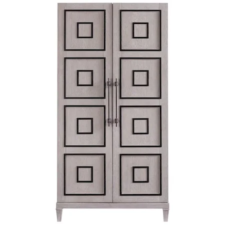 Armstrong Contemporary Armoire with Matte Black Metal Overlays
