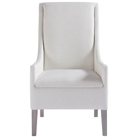 Transitional Host Arm Chair in White Fabric