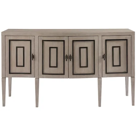 Transitional Sideboard with Matte Black Metal Overlay