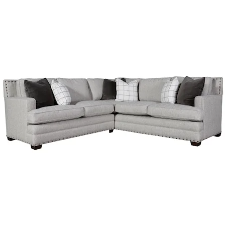 Transitional Sectional Sofa with Nail Head Trim