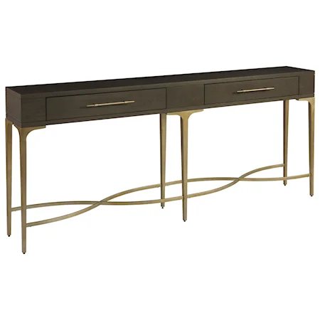 2 Drawer Hall Console with Curved Metal Base